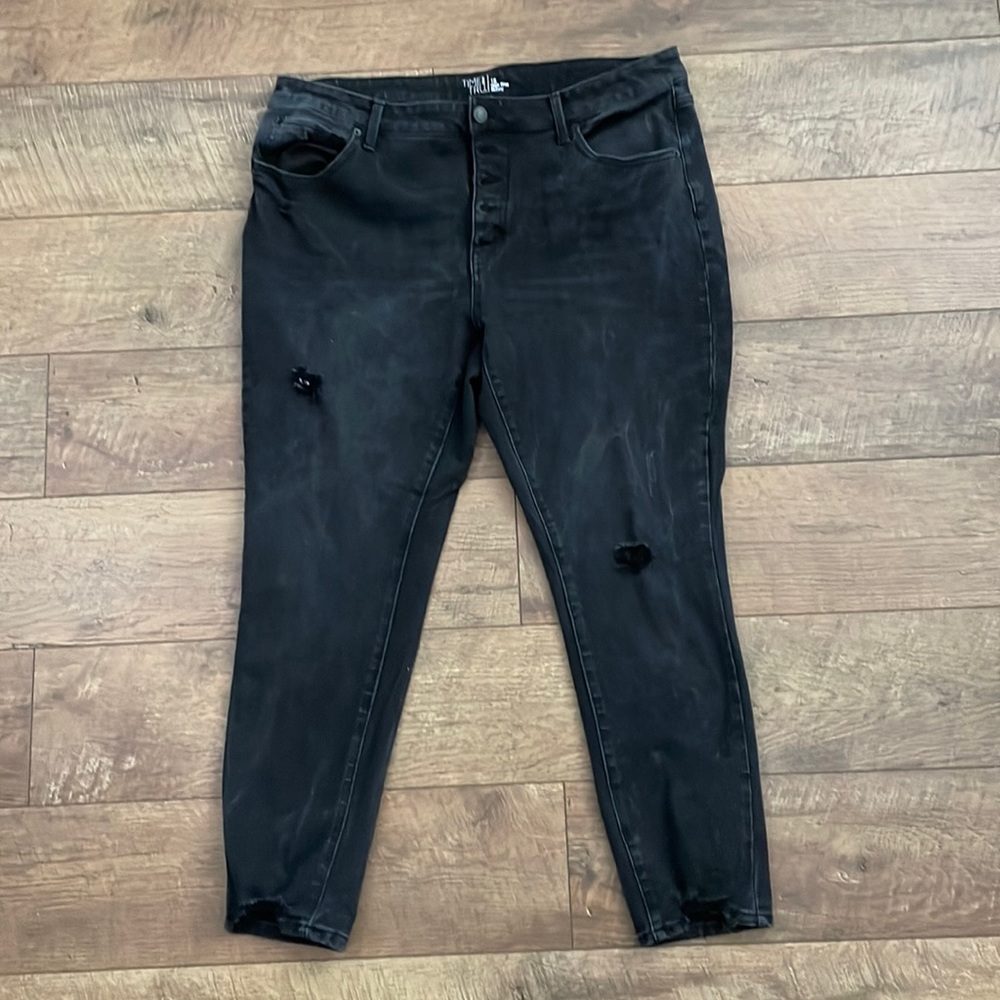 Time and Tru High Rise Distressed Button Fly Skinny Jeans